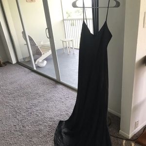 figure hugging satin maxi dress